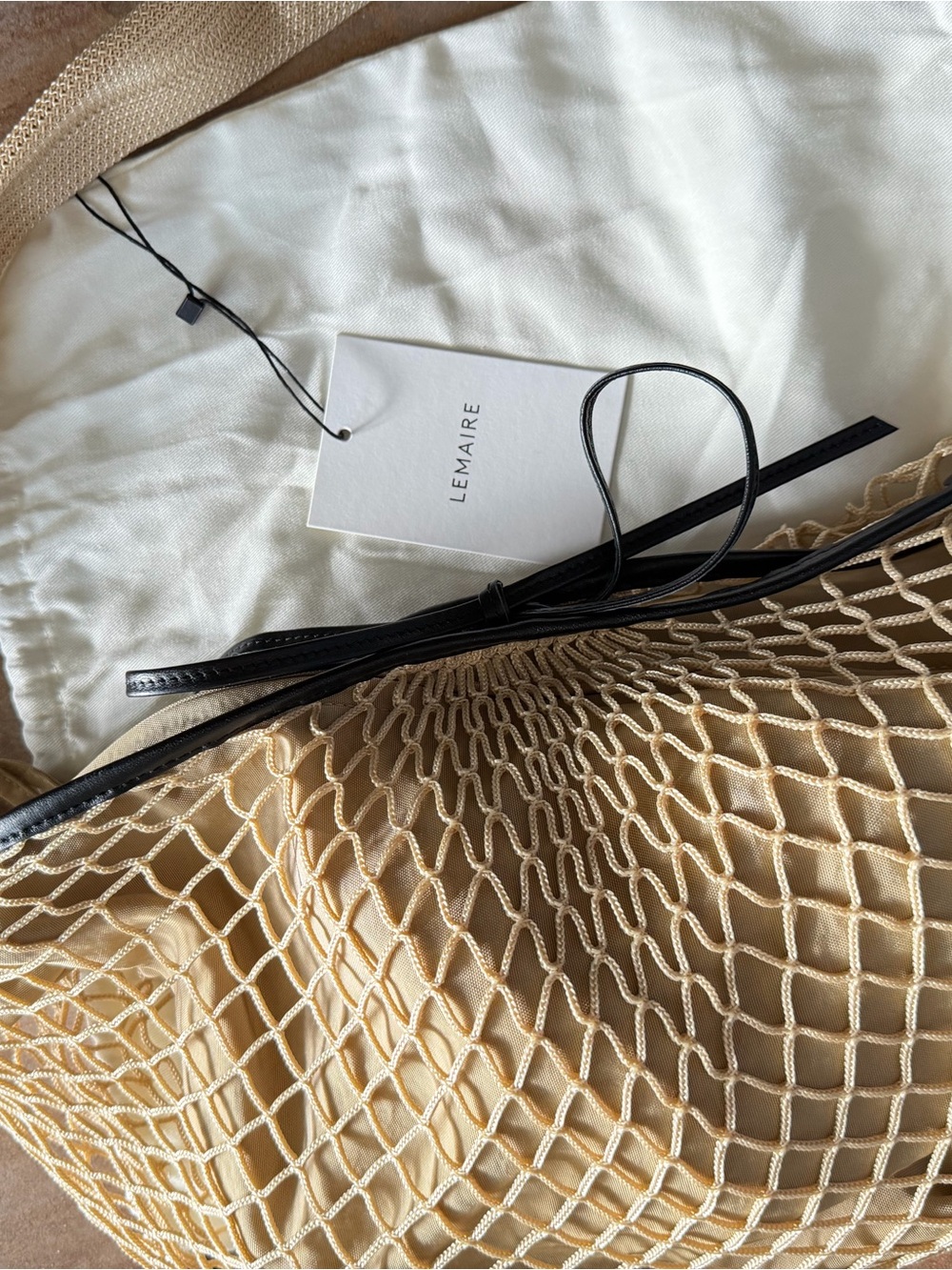 LEMAIRE CROISSANT FILT Bag with Black Trim and Bow - Picture 6 of 6